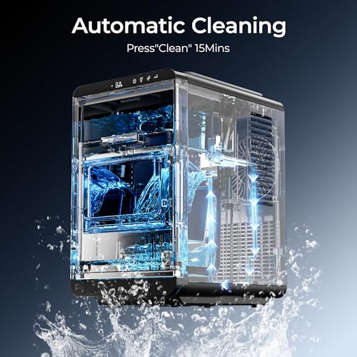 EUHOMY Crescent Ice Makers Countertop, 35Lbs/24H, 16Pcs in 12Mins, Auto Deep Cleaning, Timer, Portable Crescent Ice Maker Countertop with Crystal-Clear Ice Cubes for Home/Office/Party