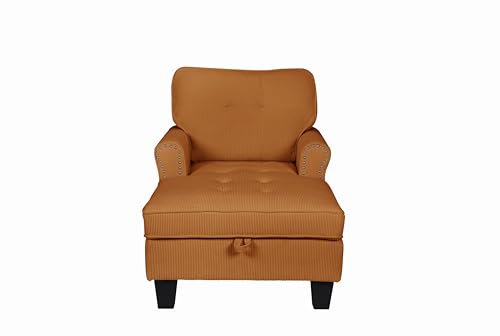 Chaise Lounge Indoor Sleeper Sofa Bed Chair Upholstered Lounge Chair for Bedroom Living Room with Rivets Green (Green+Corduroy)