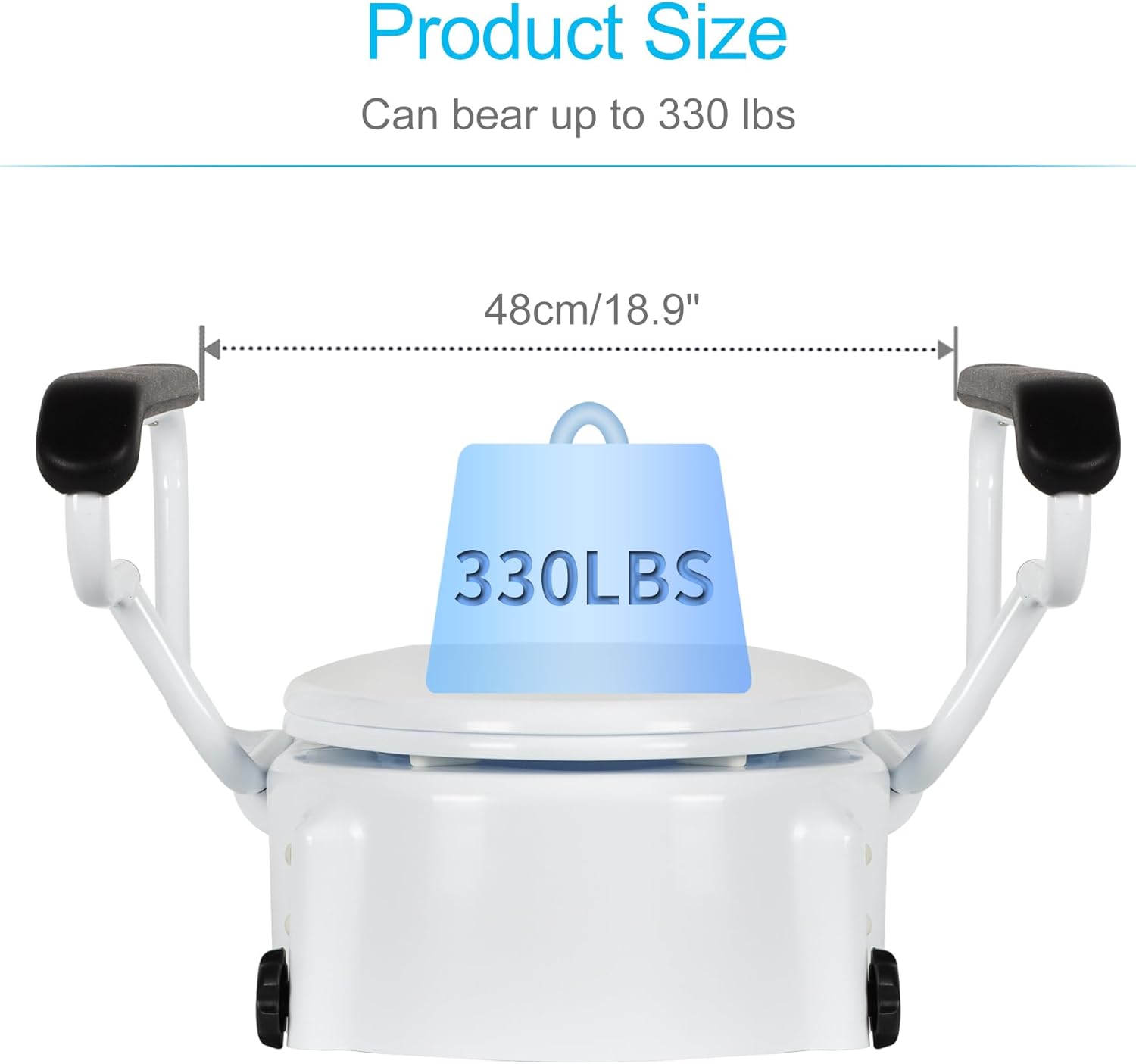 REAQER Raised Toilet Seat with Removable Handles, 5.9" Elevated Toilet Seat Riser Medical Supplies & Equipment for Handicap, Elderly, Hip Replacement After Surgery Height Adjustable