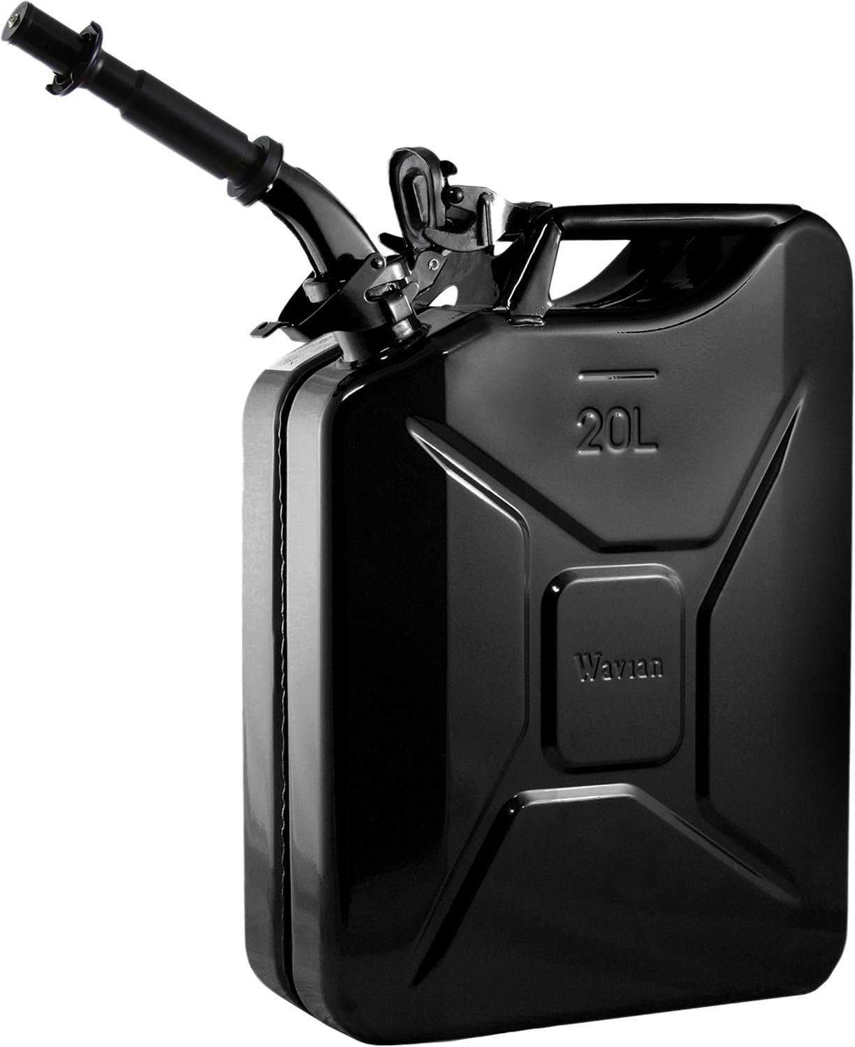 Wavian USA JC0020BVS Authentic NATO Jerry Fuel Can and Spout System Black (20 Litre)