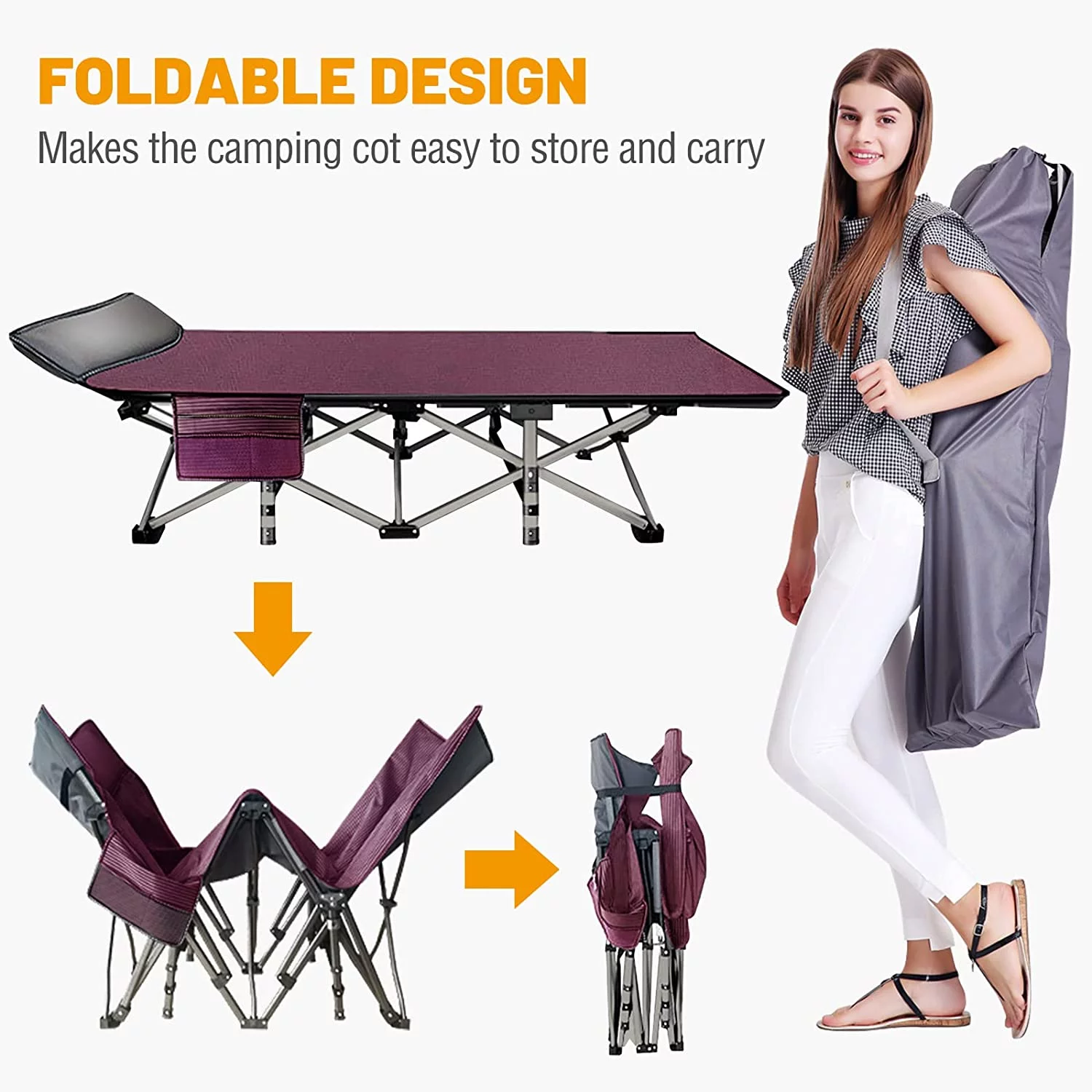 NAIZEA Folding Bed for Adult, Portable Camping Bed, Folding Sleeping Bed,camping cot with Mattress and Carrying Bag