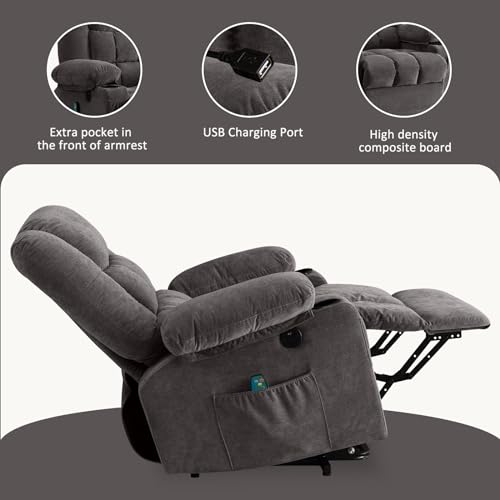 Power Lift Recliner Chair Recliners for Elderly with Heat and Massage Recliner Chair for Living Room with Infinite Position and Side Pocket,USB Charge Port