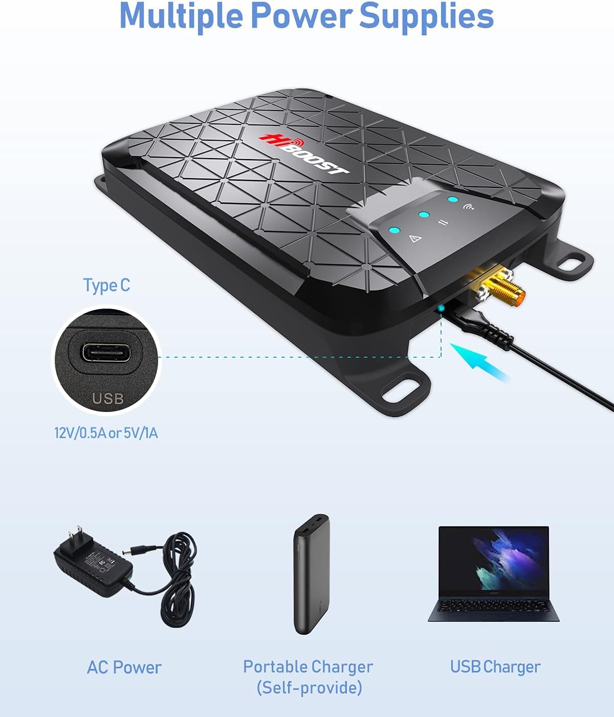 HiBoost Cell Phone Booster for Home, Typical 1,500 sq ft, Signal Booster Support Band 5, 12/17, 13 - Verizon, AT&T, T-Mobile, Boosts 5G/4G LTE,FCC Approved