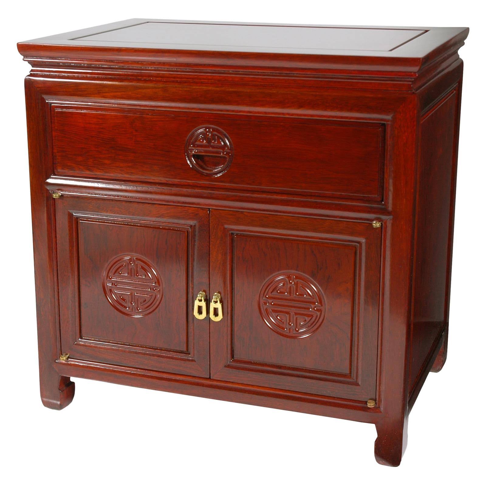 Oriental Furniture Bedside Cabinet - Cherry