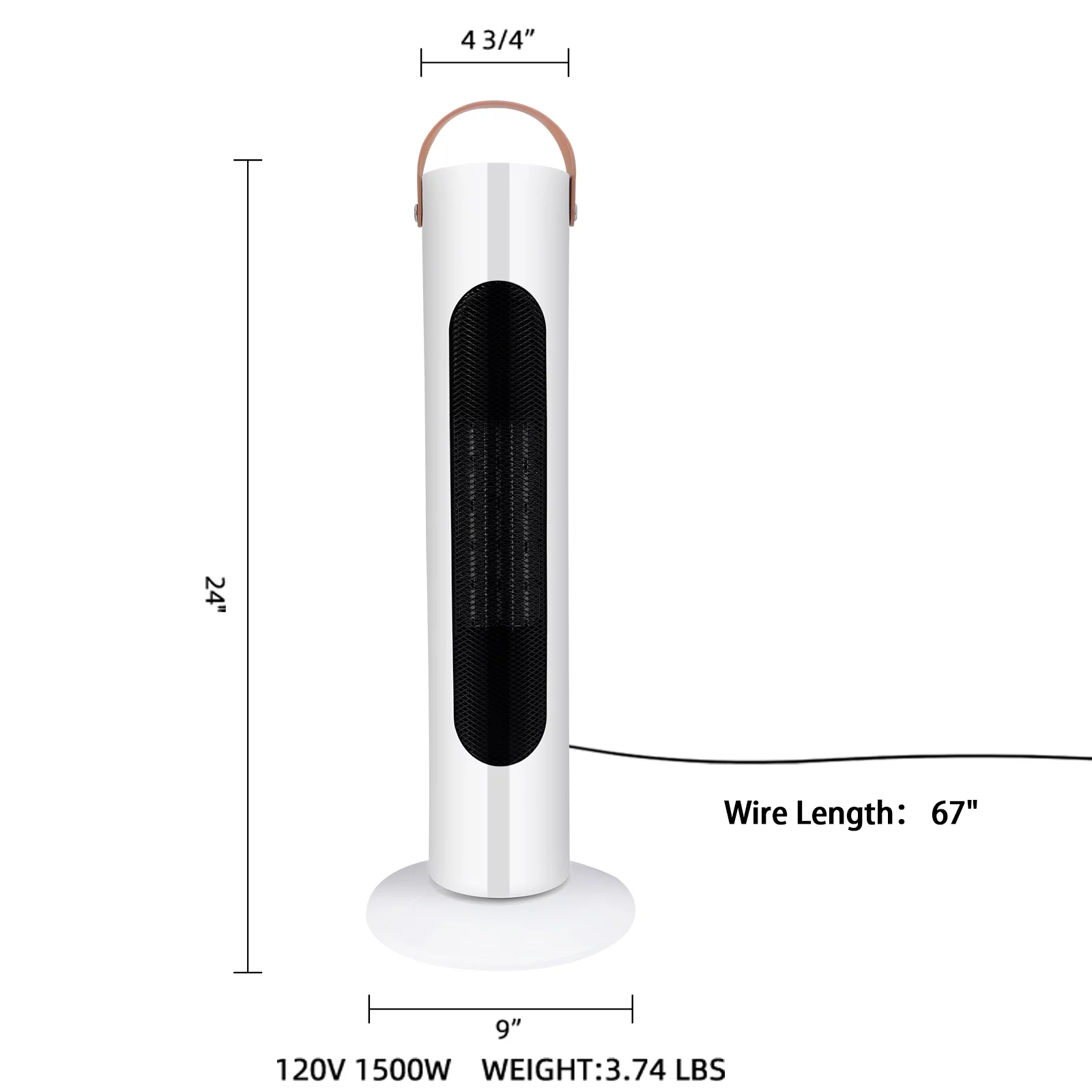 Dubbin Space Heater 24" Tower Electric Heater Portable Heater with Remote for Bedroom, Office, Indoor
