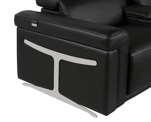 Riccardo 6-Piece Italian Leather Sectional Sofa with 3 Power Reclining Couch Seats, USB & Wireless Chargers, Headrests, Lumbar Support, Cup Holder, and Console Storage, White
