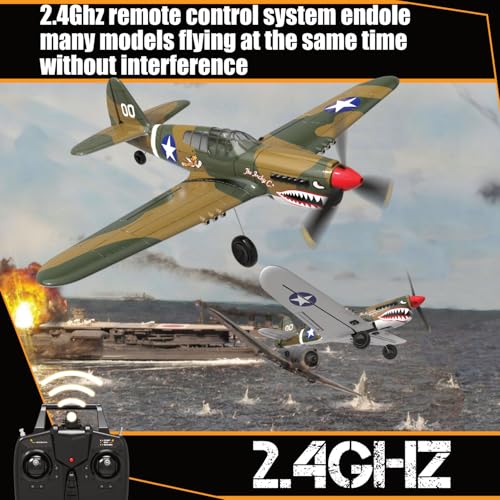RC Plane 4-CH RC Airplane – RC Airplane Ready to Fly Upgrade P-40 Warhawk Remote Control Airplanes for Beginners Adult with Beginners with Xpilot Stabilization System