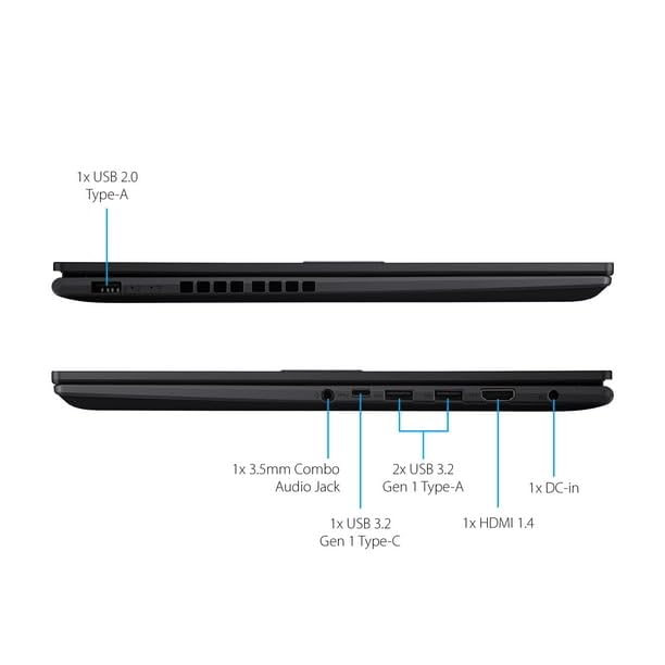 ASUS Vivobook 16 WUXGA 1920X1200 Laptop | Intel Core i7-1255U (10 Core) | Intel Iris Xe Graphics | 720p HD Camera | Black| 40GB RAM | 2TB SSD | Windows 11 Home | Bundle with USB 3.0 Hub