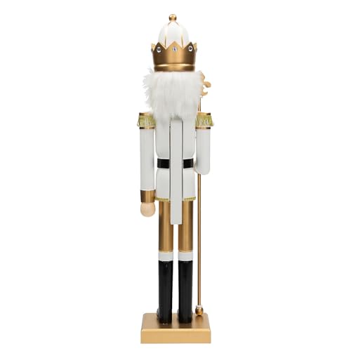 Fun Express 3 Ft. Large Classic Green Wooden Holiday Nutcracker with Scepter, Festive Christmas Decoration