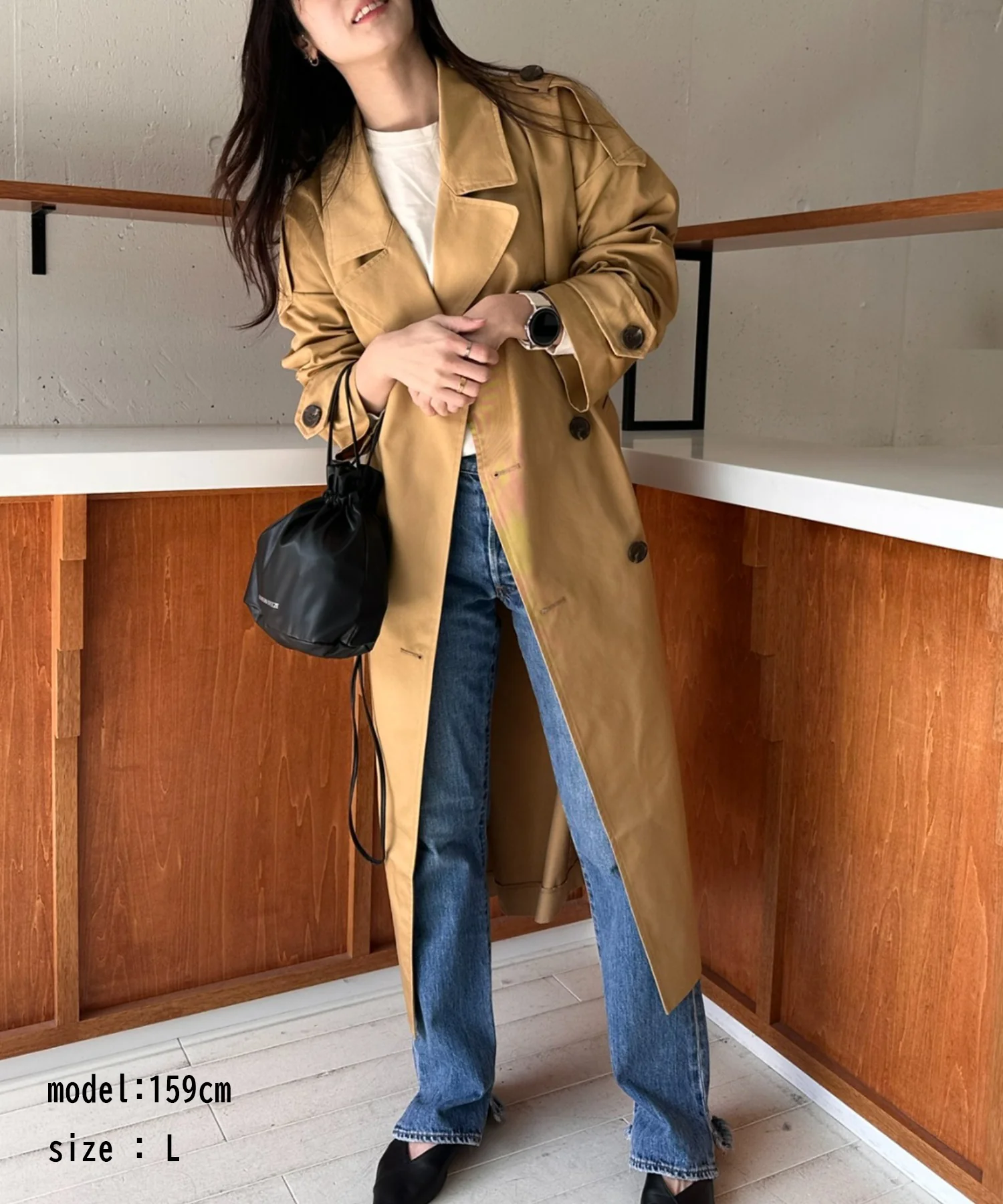 【SETUP7】Outer Trench Coat Double-Breasted Oversized Trench Big Silhouette Long Length Pocket Long Sleeve Spring Coat