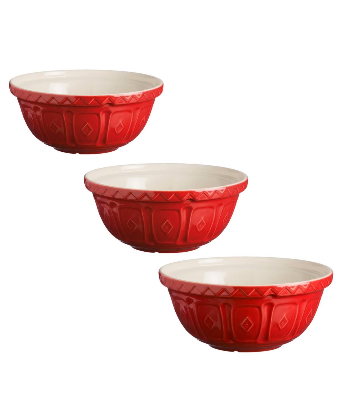 Mason Cash Cane 3-Piece Red Mixing Bowl Set