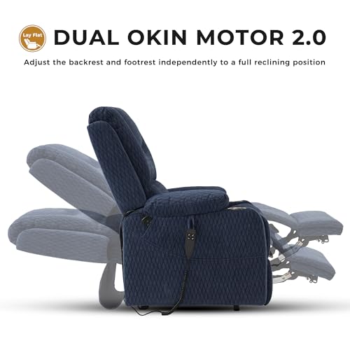 Irene House 9196 Large Power Lift Recliner Lay Flat Chair Dual Motor Lift Chairs Recliners for Elderly with Heat Massage Electric Lift Recliner Chairs Cup Holder(Brown, Faux Leather)