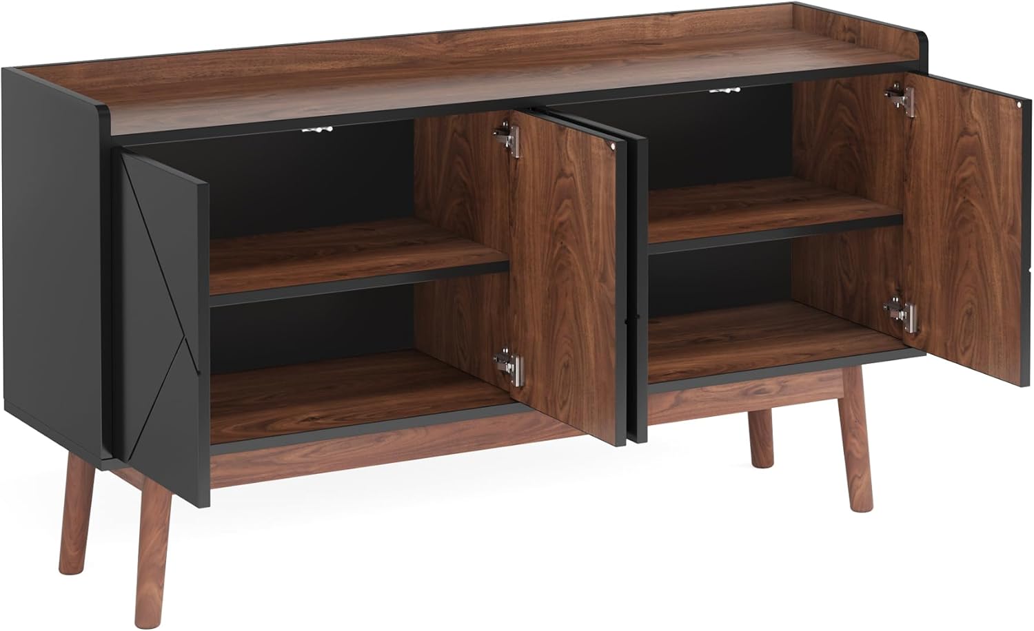 Tribesigns Sideboard Buffet Cabinet with Storage 55" Kitchen Sideboard Cabinet, Wood Coffee Bar Cabinet with Doors, Accent Sideboard Cabinet, Console Table Cabinet for Dining Room Living Room, Black