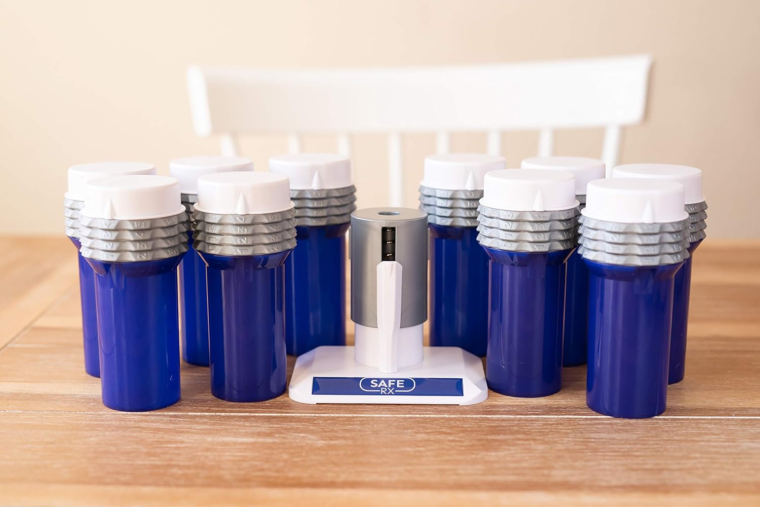 Safe Rx Large 10 Pack Locking Pill Bottle | Combination Lock | Secure Medication or Large Valuable Items | Certified Child