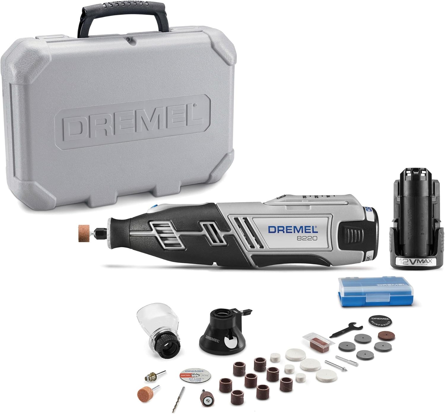 Dremel 8220-1/28 12-Volt Max Cordless Rotary Tool Kit- Engraver, Sander, and Polisher- Perfect for Cutting, Wood Carving, Engraving, Polishing, and Detail Sanding- 1 Attachment & 28 Accessories
