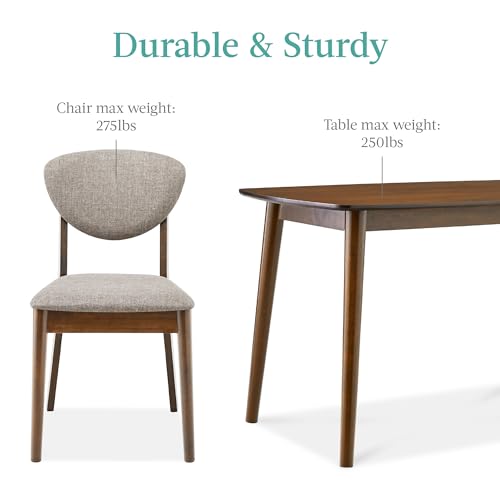 Best Choice Products 5-Piece Dining Set, Compact Mid-Century Modern Table & Chair Set for Home, Apartment w/ 4 Chairs, Padded Seats & Backrests, Wooden Frame - Charcoal/Walnut