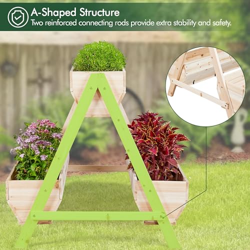 Yaheetech 44 x 36.5 x 35.5 Wooden Raised Garden Bed with Legs 3 Tiers Elevated Garden Bed Raised Planter Box Outdoor for Flowers Planter Gardening Bunk Bed for Vegetables, Herbs, 2pcs