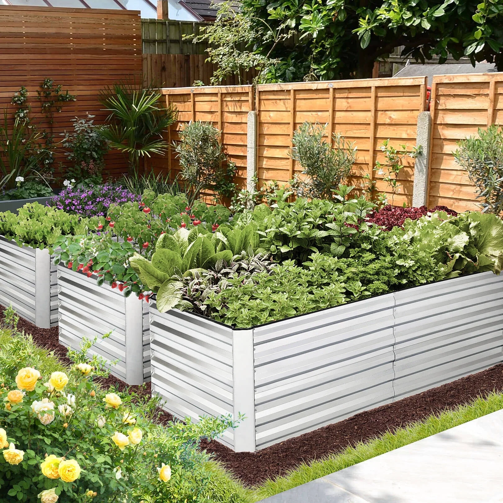 SEJOV Galvanized Raised Garden Beds 6ftx3ftx2ft Large Metal Garden Beds Galvanized Steel Planter Box for Vegetables Flowers Herbs