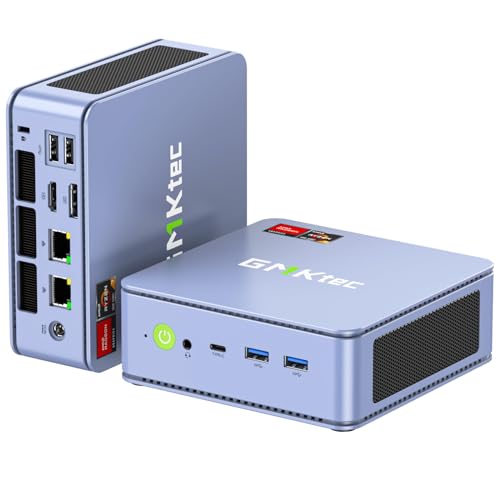 GMKtec M5 Plus Mini PC, AMD Ryzen 7 5825U (Upgraded 7430U/ 5700U), 16GB RAM&512GB PCIe3.0 SSD Desktop Computer with Dual 2.5G LAN, BT 5.2, WiFi 6E, Triple Display/Home & Office