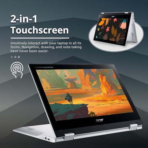 Acer Chromebook 314, Intel Celeron N4000, 14" HD Touch Display, 4GB LPDDR4, 64GB eMMC, Gigabit WiFi, Google Chrome, CB314-1HT-C7C0
