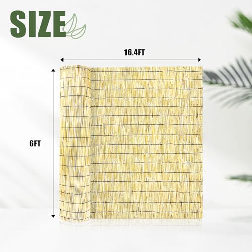 Reed Fencing,Bamboo Fence 6 FT High,Bamboo Privacy Reed Fence for Outdoor Backyard Patio,Restaurant,Hotel (6X16.4FT)