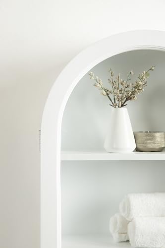 Kate and Laurel Arcott Modern Arch Wall Cabinet, 21 x 8 x 30, Natural Wood and White, Transitional Arched Cabinet for Use as Over-The-Toilet Storage or Living Room Storage Cabinet