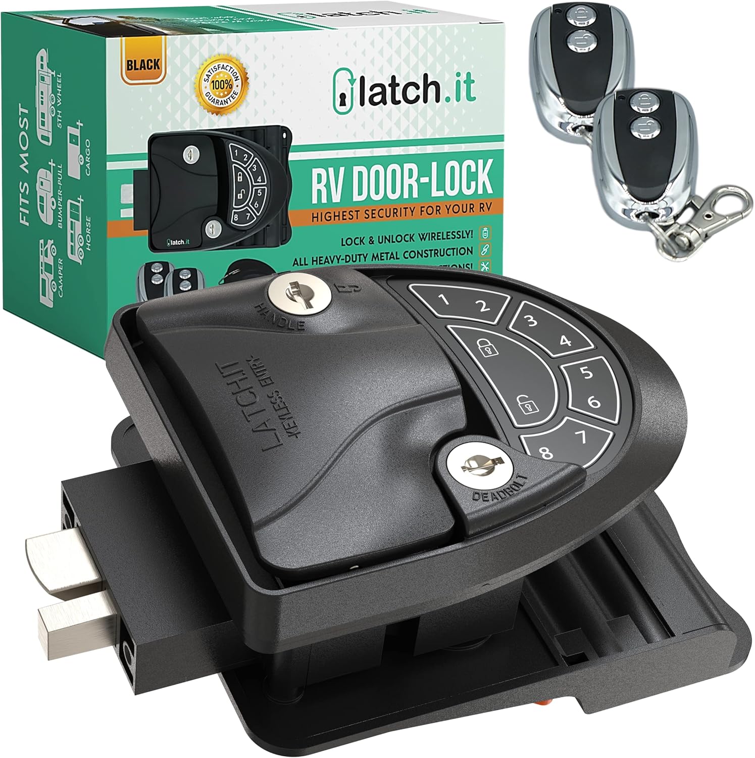 RV Keyless Entry Door Lock | 2022 RV Lock Keyless Entry | All Metal Keyless RV Door Lock | Keyless RV Locks w/ 2 Fobs, Gasket, Screwdriver & More | Will Only Fit 2.75" x 3.75" Lock Hole
