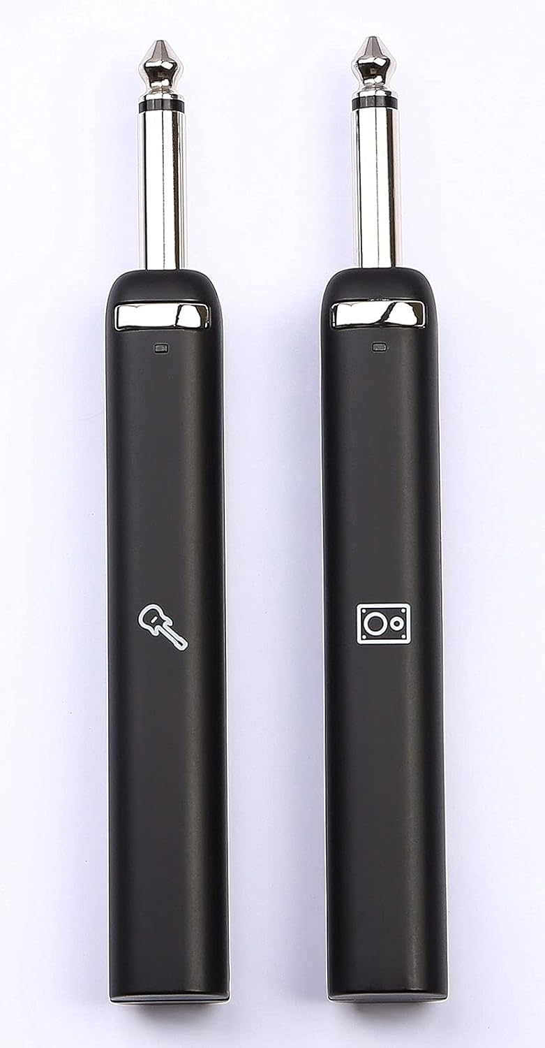 BrianFay Wireless System LITE Rechargeable Can Last for 6 Hours UHF Band Transmitter Receiver for Guitar and Bass Audio Instruments (Black) (Guitar Version)
