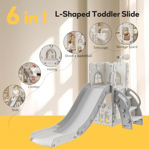 Toddler Slide,Kids Slide Playset for Toddler,Indoor Outdoor Slide Toddler Playset with Storage Space and Non-Slip Steps,Gifts for Boys and Girls 1-3 Years (Blue Yellow)