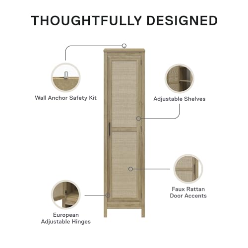 Ameriwood Home Wimberly Tall Cabinet, 1-Door, Black Oak