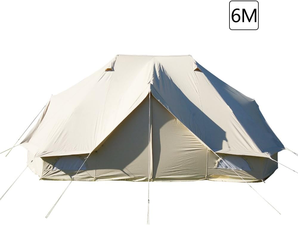 Playdo 6M Large 4 Season Canvas Wall Tent Yurts Tent with Stove Jack for Camping Festival (Size 19.6'L x 13.1'W x 9.8'H)