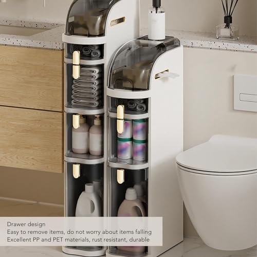 Narrow Bathroom Floor Storage Cabinet,Small Spaces Gaps Cabinet Clear Drawers,Tall Slim Seam Cabinet Vertical Storage Unit for Bathroom Kitchen Small Kitchen Laundry Living Room Toilet Gap(B)