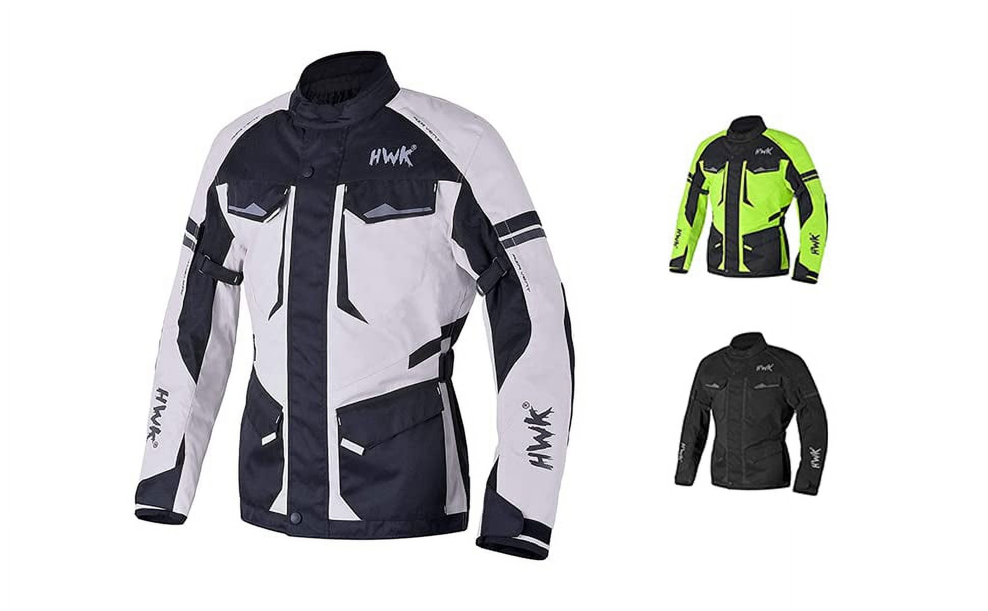 HWK Motorcycle Jacket for Men Adventure/Touring with Cordura Textile Fabric for Motorbike Riding and Impact Protection Armor (Grey, XL)