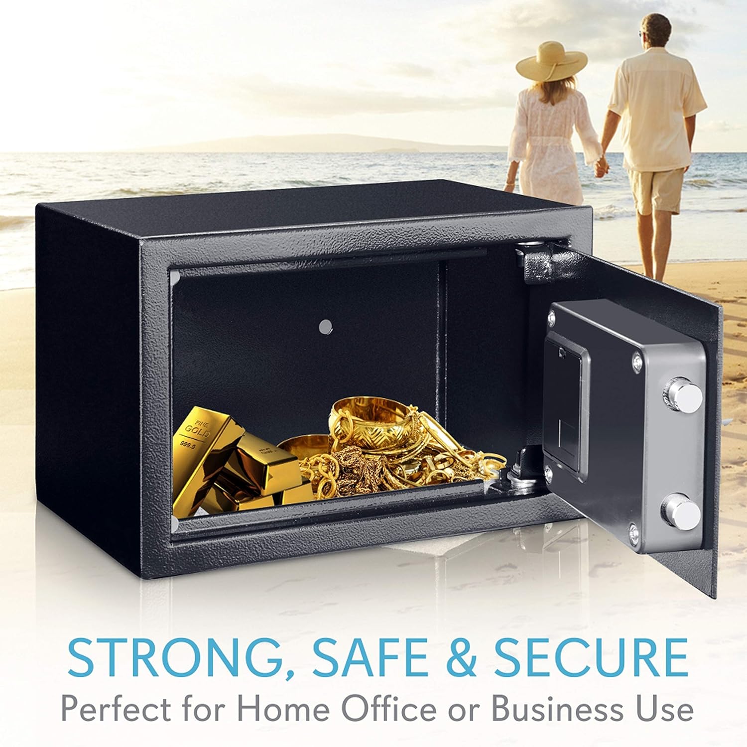 Safe and Lock Box - Safe Box, Safes And Lock Boxes, Money Box, Safety Boxes for Home, Digital Safe Box, Steel Alloy Drop Safe, Includes Keys- SereneLife SLSFE14 Pack of 2