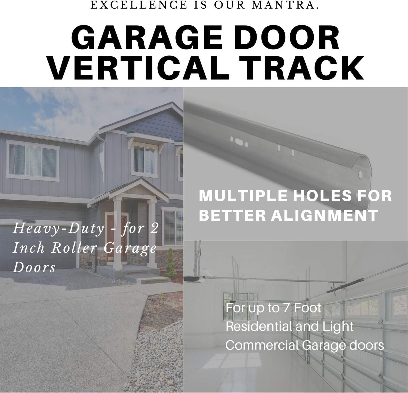 Garage Door Vertical Track Replacement �C Set of Left and Right for 7 Foot Tall - Garage Door Rails Galvanized Steel Hardware Door Rails for Residential/Light Commercial Side Tracks for 2-inch Rollers