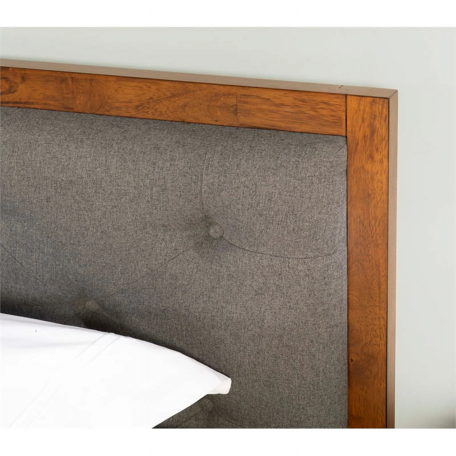 Allora Mid-Century Wood/Polyester King Platform Bed in Medium Brown