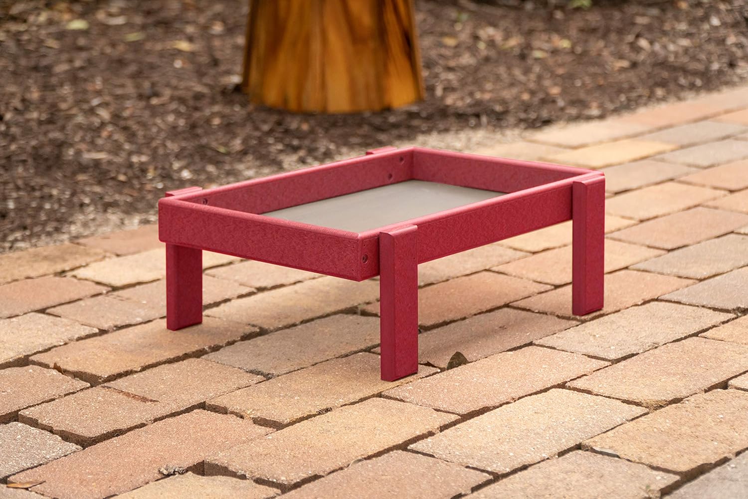 DutchCrafters Plastic Platform Ground Bird Feeder Tray Made in America (Weathered Wood)