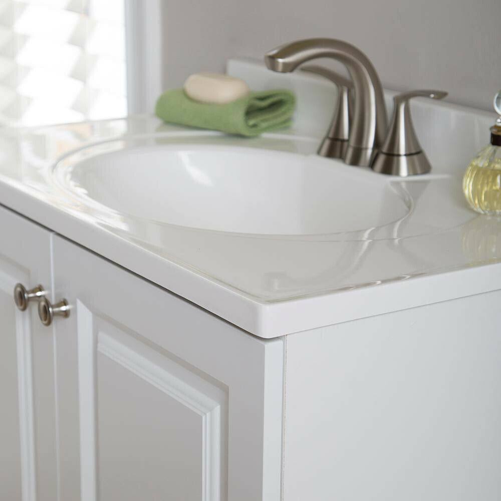 Glacier Bay Lancaster 30 in. W Bath Vanity in White with Cultured Marble Vanity Top in White