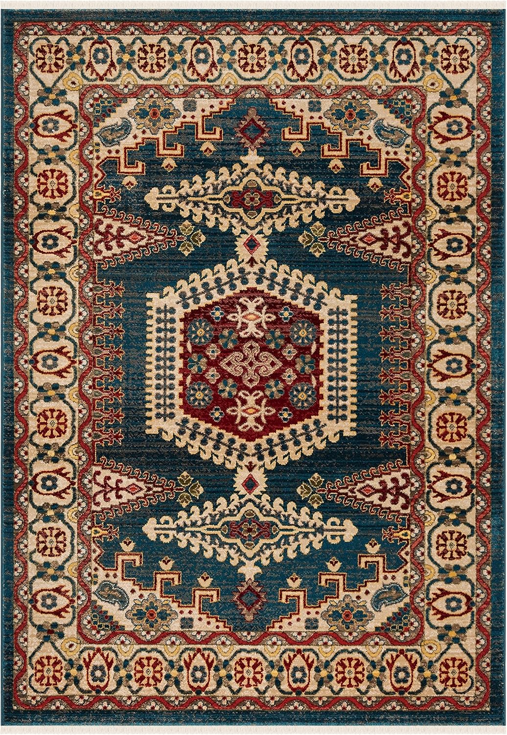 SAFAVIEH Kashan Collection Area Rug - 8' x 10', Red & Ivory, Traditional Oriental Design, Non-Shedding & Easy Care, Ideal for High Traffic Areas in Living Room, Bedroom (KSN308Q)
