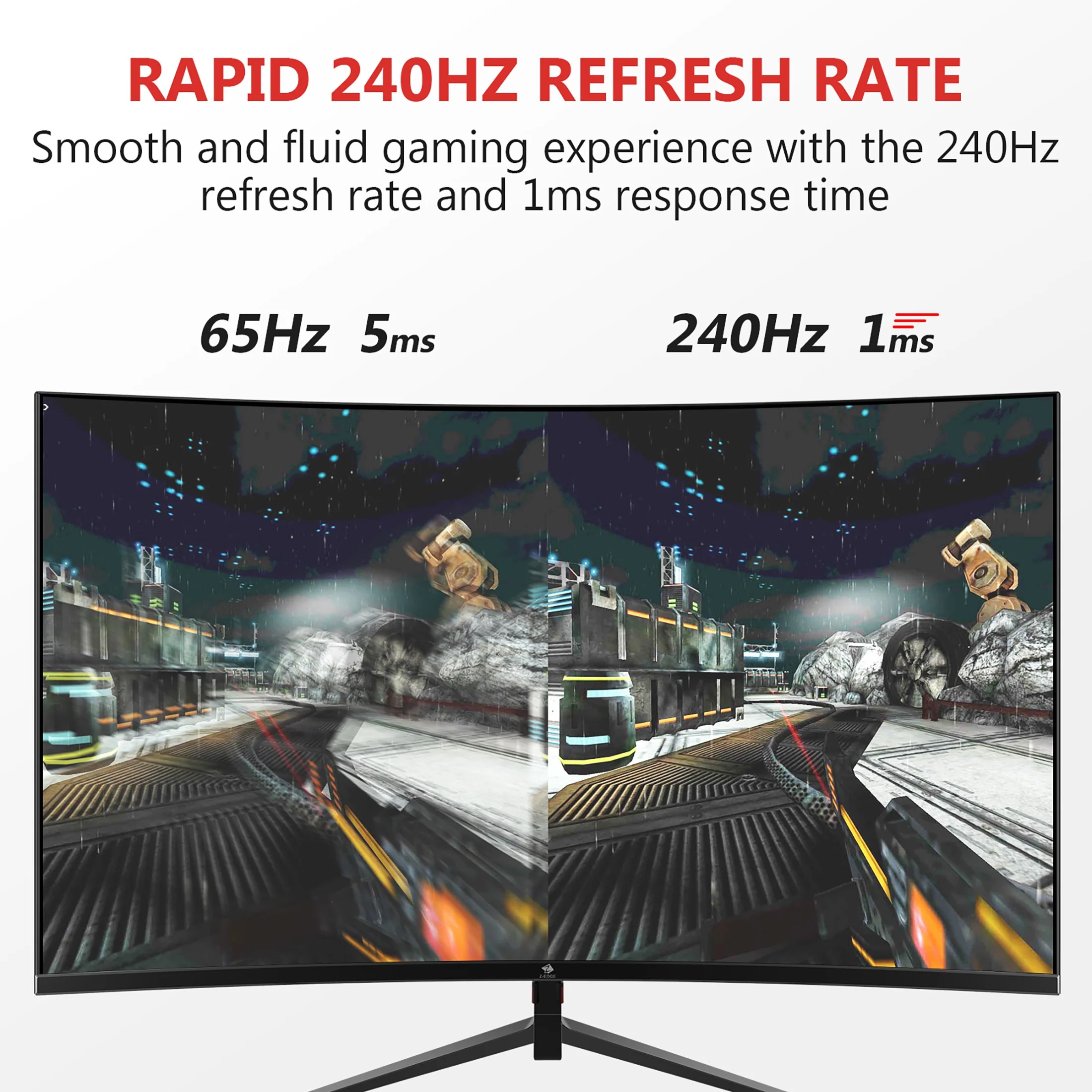 Z-EDGE UG27P 27-Inch Curved Gaming Monitor 240Hz 1ms Full HD 1920x1080 LED Monitor HDMI DP Port