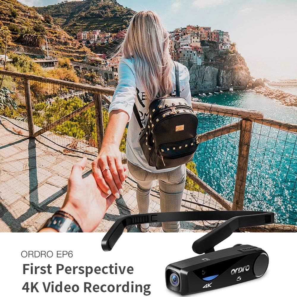 Camcorder 4K Head Mounted Camera ORDRO EP6 Wearable Video Camera FHD 1080P 60FPS Vlog Camera Recorder WiFi Hands-Off Camera Webcam (32GB MicroSDHC U1 Memory Card Included)
