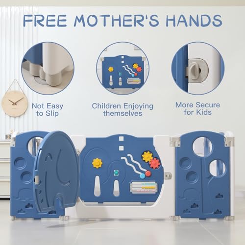Baby Playpen,for Kids and Toddlers,Kids Activity Centre Safety Play Yard,Safety Gates for Indoor&Outdoor,Sturdy Baby Fence Area,Portable, Educational, and Safe Play Yard 18 Panels, Blue