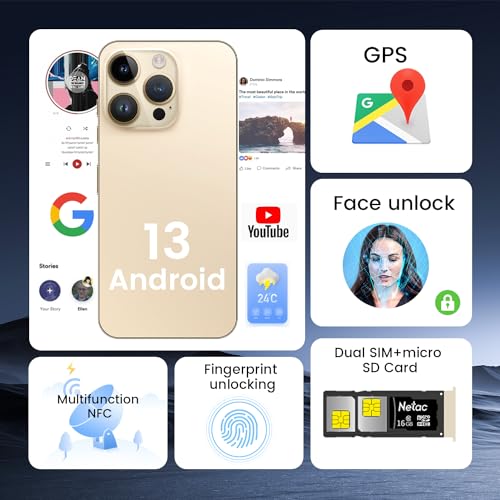 Unlocked Android Phone A15 PROMAX Android 13 Cell Phone with Dynamic Island 6GB+256GB 6800mAh,HD Screen 48MP+108MP Camera Cell Phone with 5G Dual SIM Smart Phone (White)