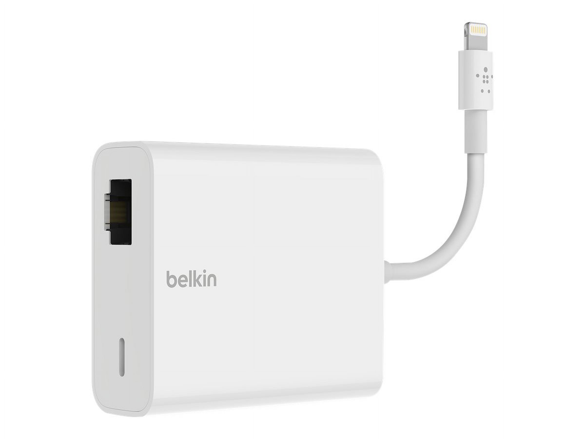 Belkin - Network adapter - Lightning - Gigabit Ethernet (PoE) x 1 - for Apple 10.5-inch iPad Pro; 12.9-inch iPad Pro; 9.7-inch iPad; 9.7-inch iPad Pro; iPad Air 2