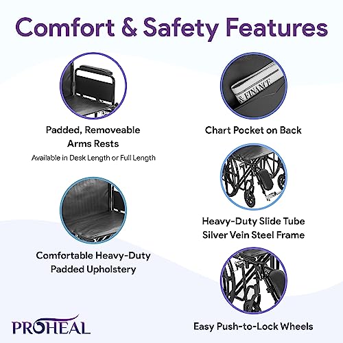 26" Heavy Duty Bariatric Wheelchair for Adults - Black - Removable Desk Arms and Elevated Leg Rests - 700LB Capacity - Nylon Seat - Adjustable Standard and Hemi Height - K7