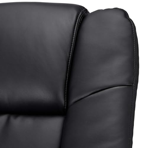 JC Home Argus Swivel Recliner with Ottoman, PU Leather & Wood Base Reclining Chair with Footrest, Ultra-Plush Double Foam for Living Room, Bedroom and Office