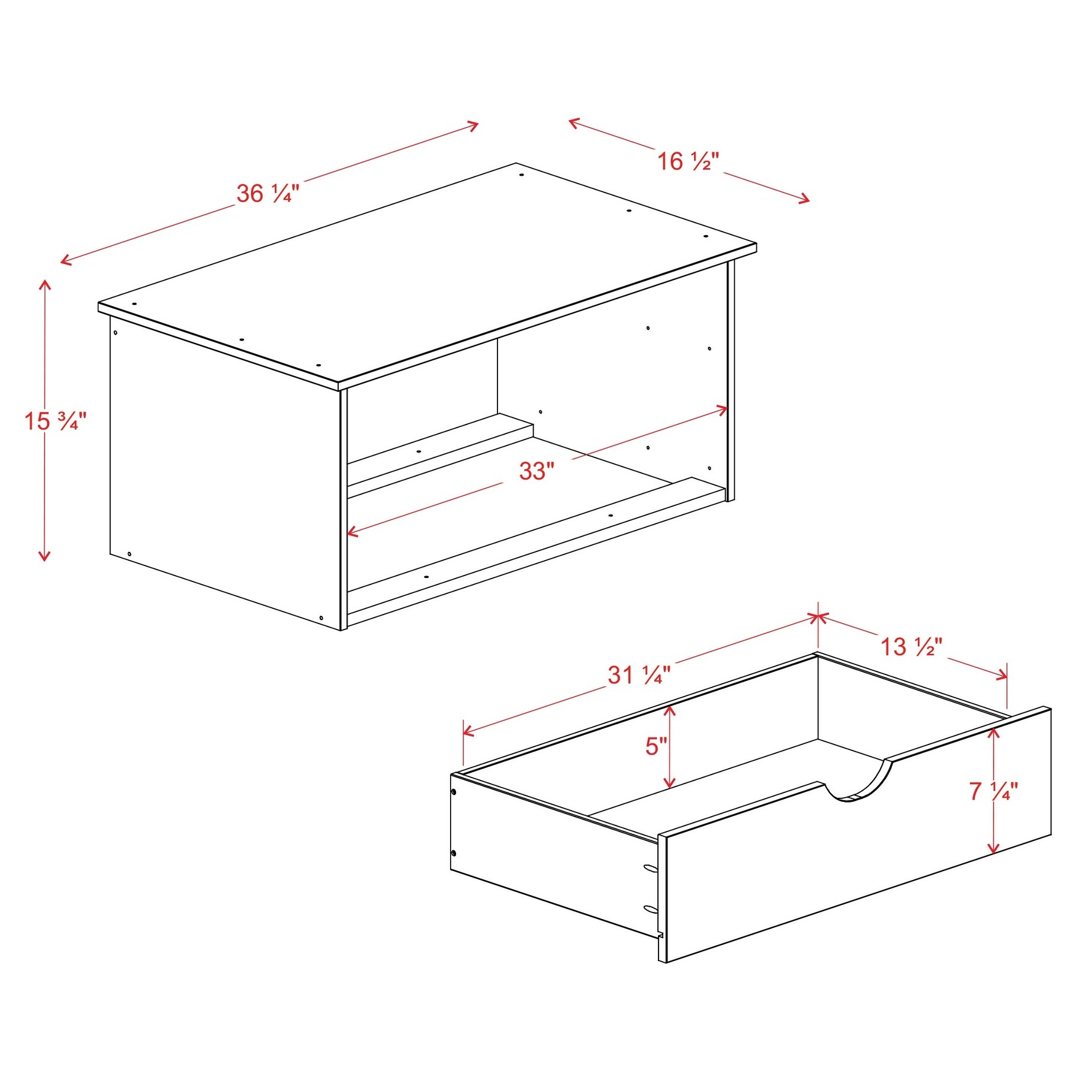 Palace Imports, Inc. 100% Solid Wood 2-Drawer Internal Chest for Cosmo 4-Door Wardrobe Grey