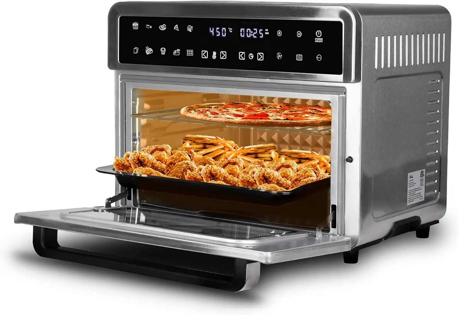 Oven Air Fryer, 26QT Extra Large Toaster Oven Air Fryer Combo With Rotisserie And Dehydrator, Digital Countertop Convection Oven Airfryer Fit 10" Pizza, 7 Accessories,1800W (Digital Countertop)