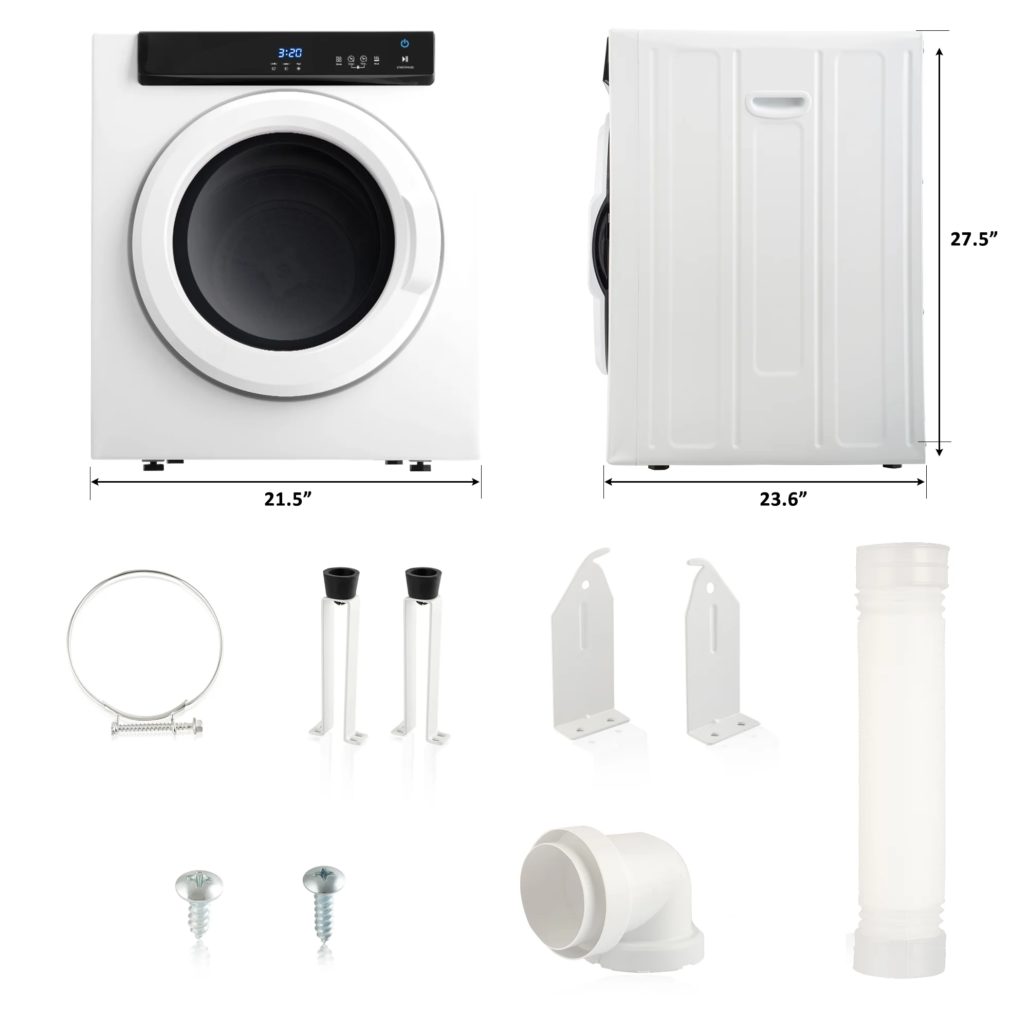 CoSoTower Electric Portable Clothes Dryer, Front Load Laundry Dryer With Touch Screen Panel And Stainless Steel Tub For Apartments, Dormitory, And Rvs