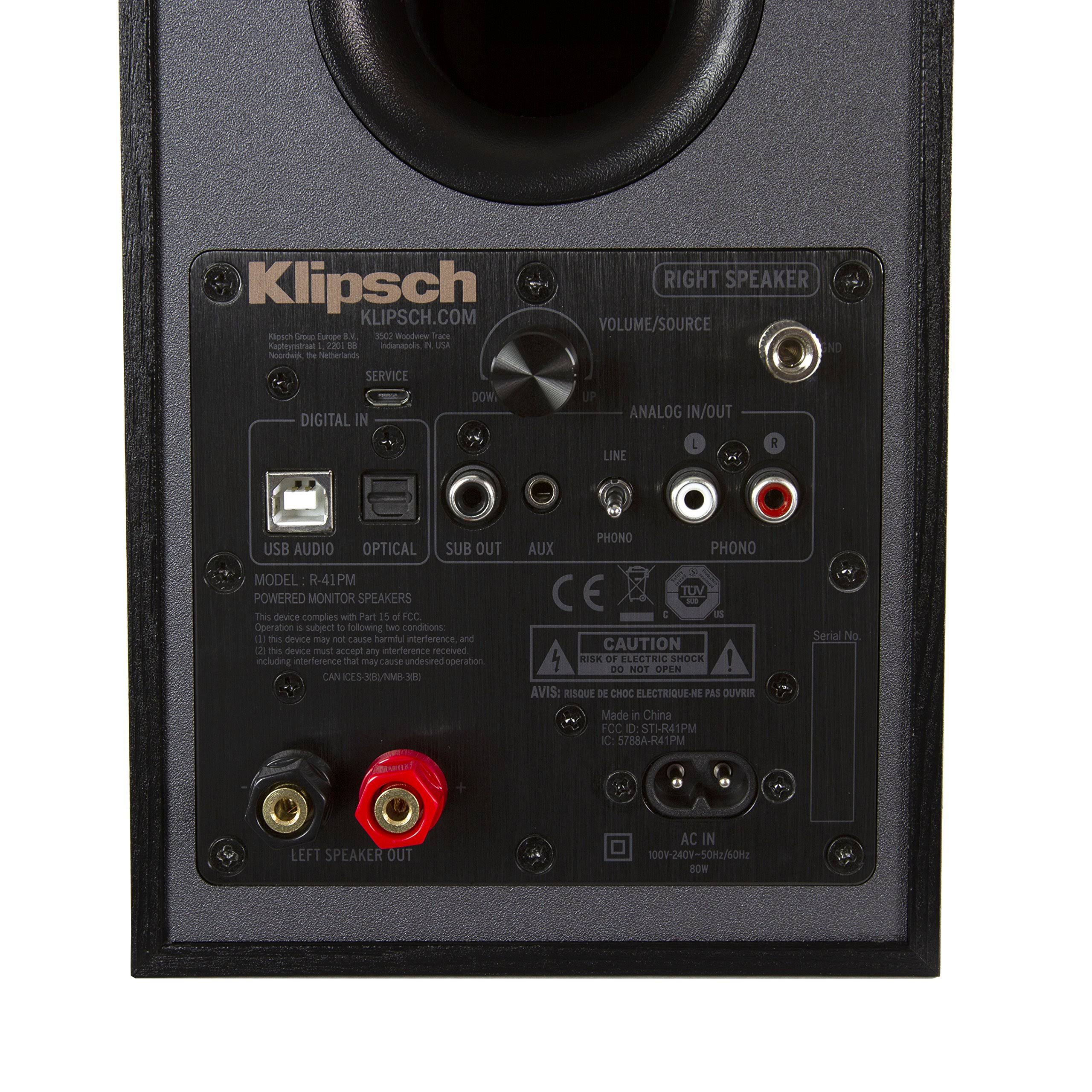 Klipsch R-41PM Powered Wireless Bookshelf Speaker - Pair - Black